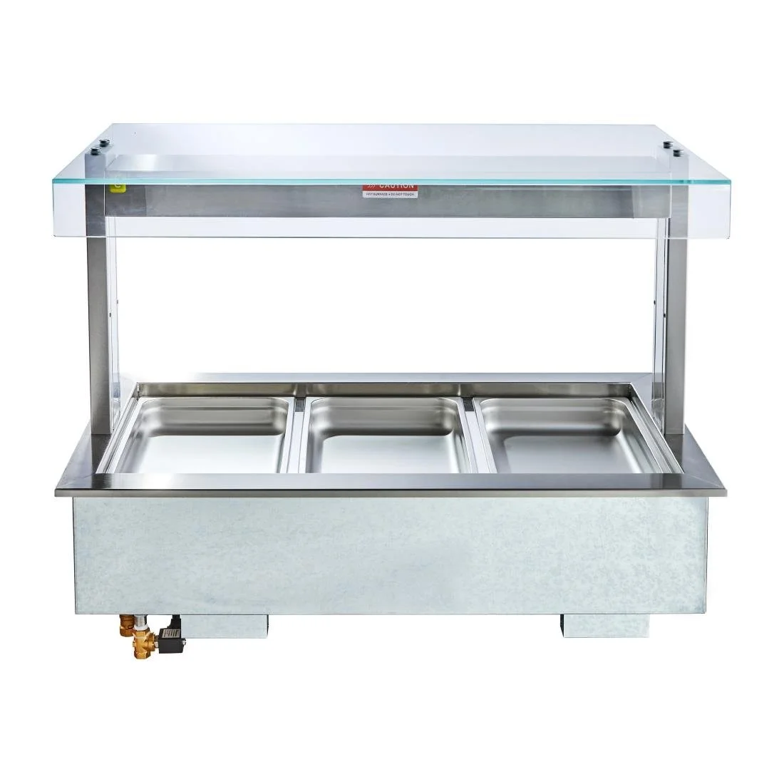 Cossiga Linear Series Drop-in Bain Marie w/Flat Top Sneeze Guard - Image 3