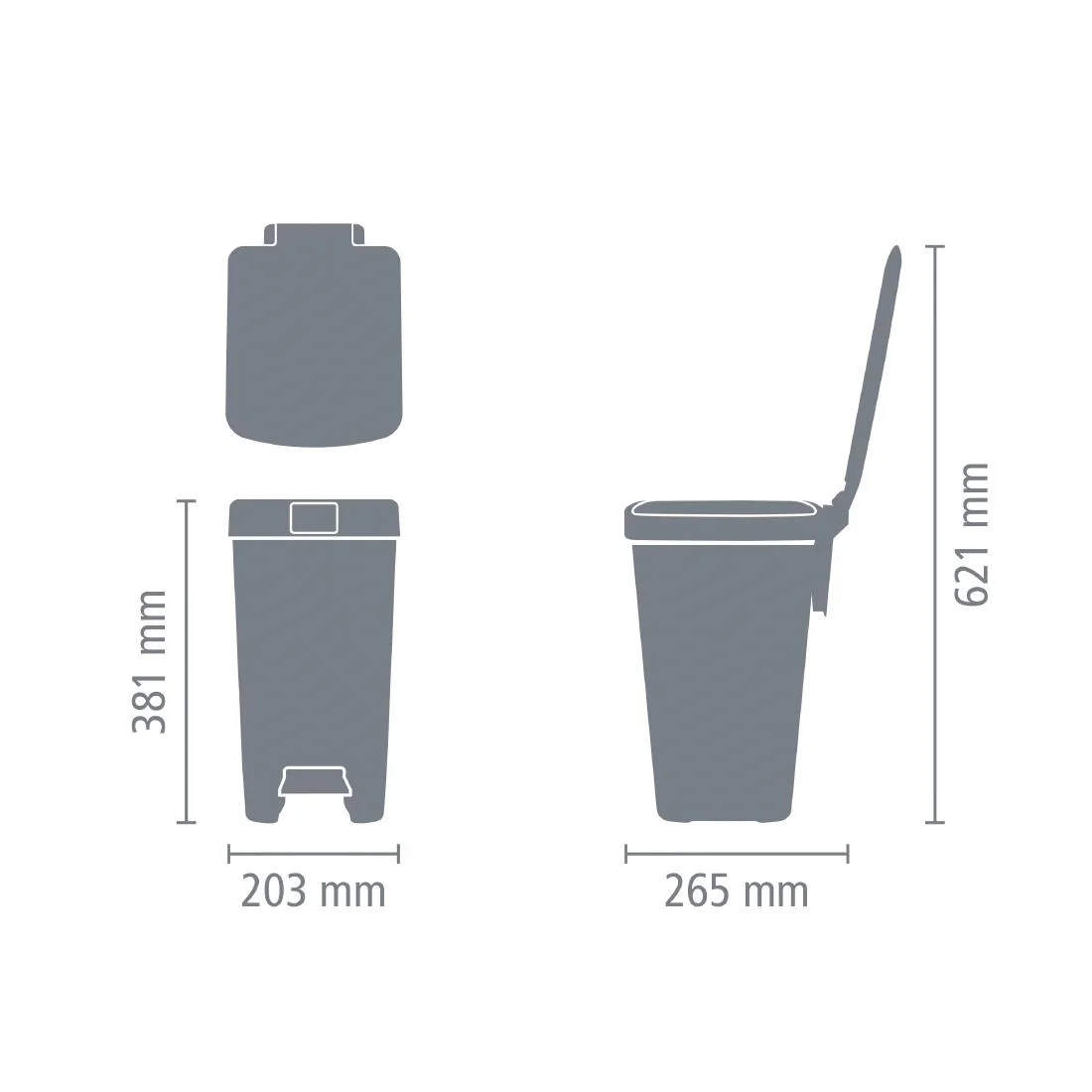 Brabantia Pedal Bin Dark Grey 10Ltr - Image 6