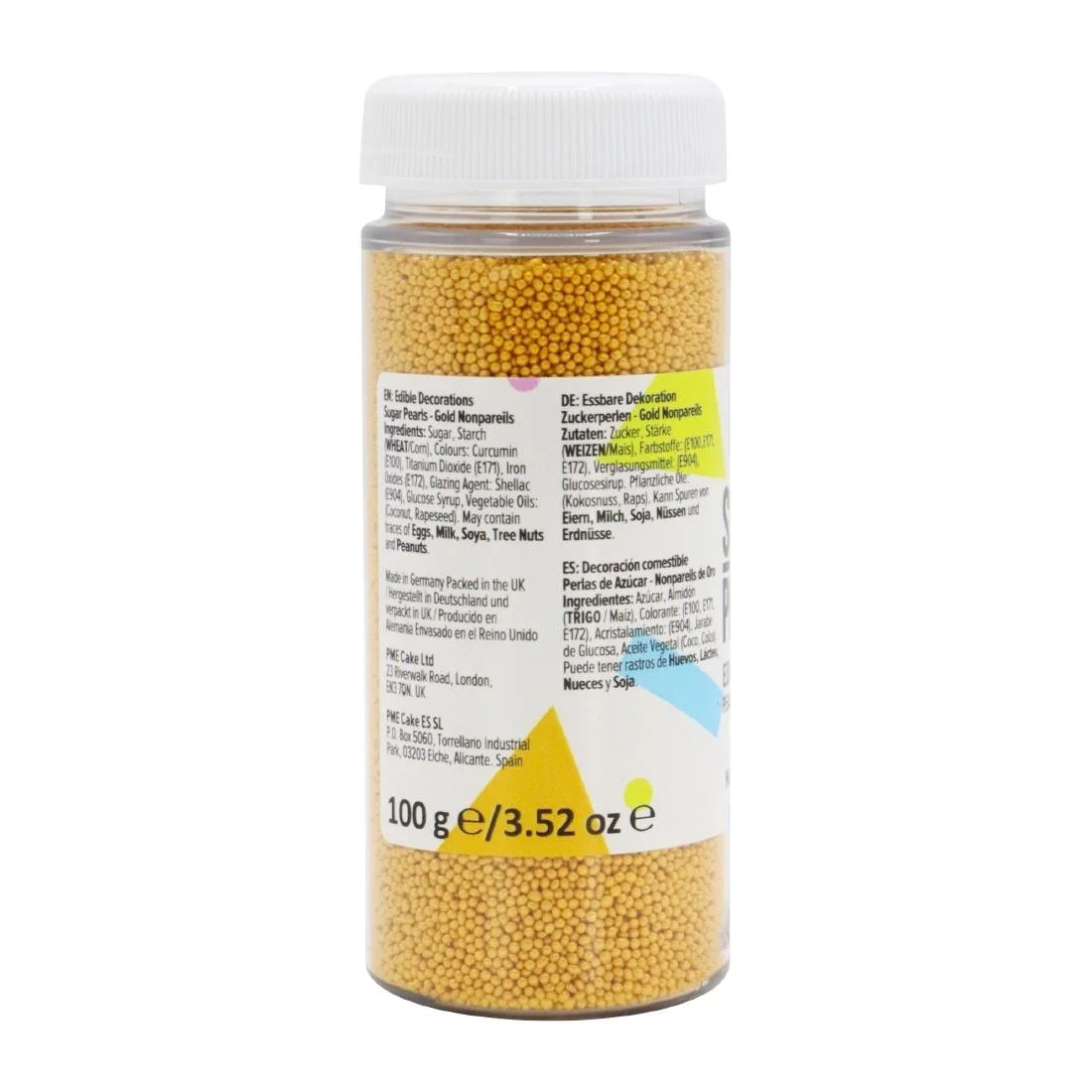 PME Sugar Pearls Nonpareils 100g - Gold - Image 3