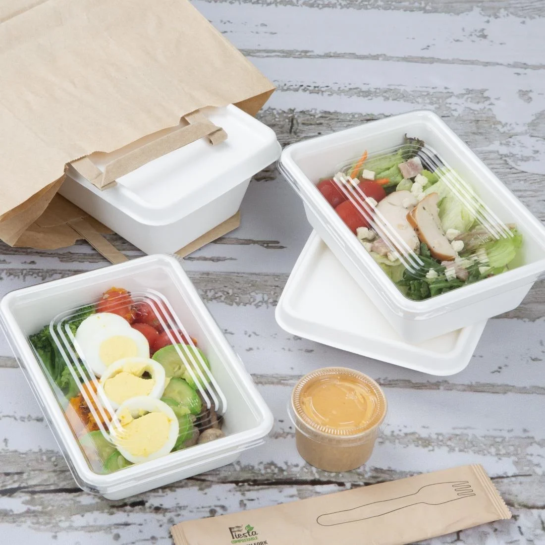 Fiesta Compostable Bagasse Lids for Bagasse Container Bases (100 Pack) - Image 6