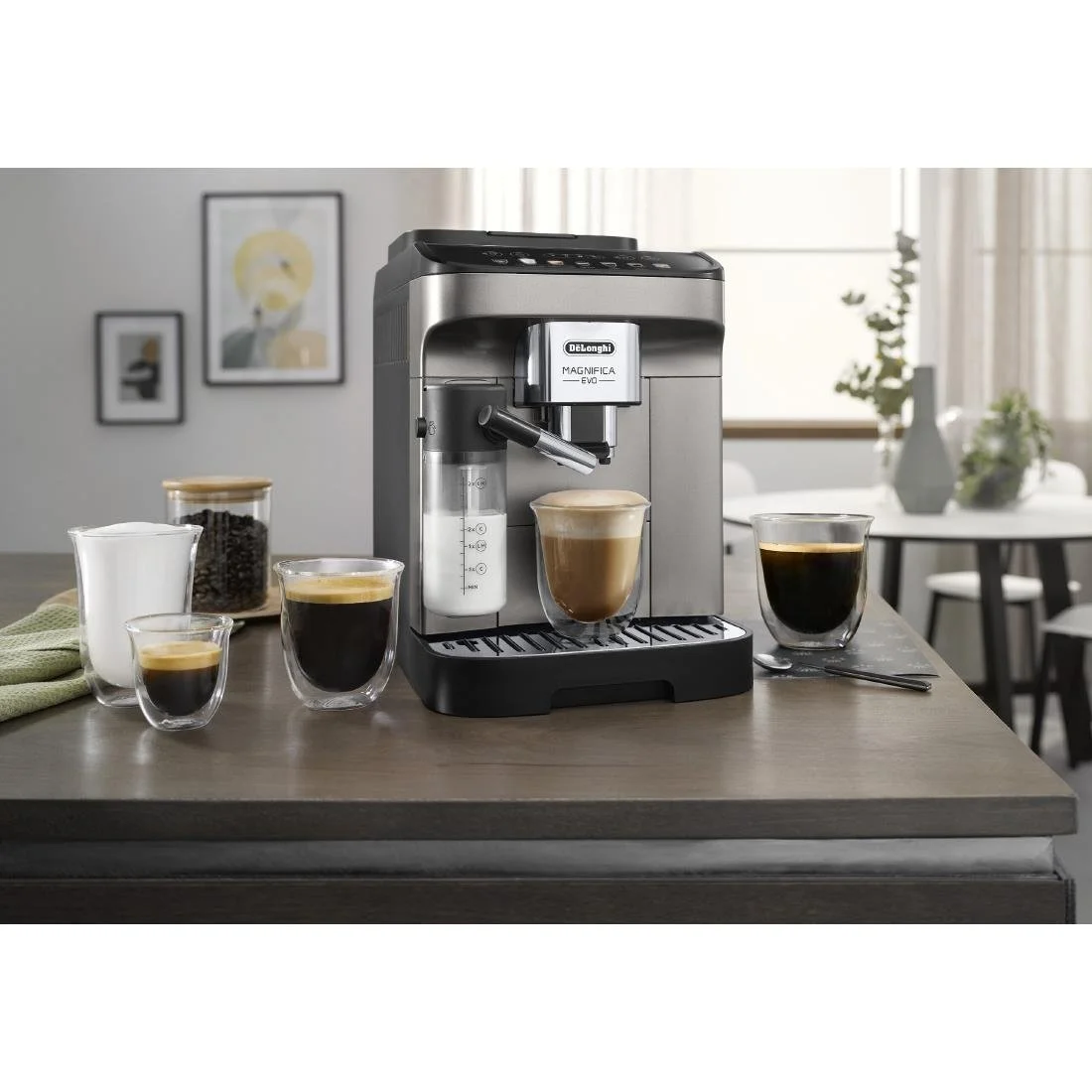 De'Longhi Magnifica Evo Fully Automatic Bean to Cup Coffee Machine ECAM29 Titanium & Black - Image 7