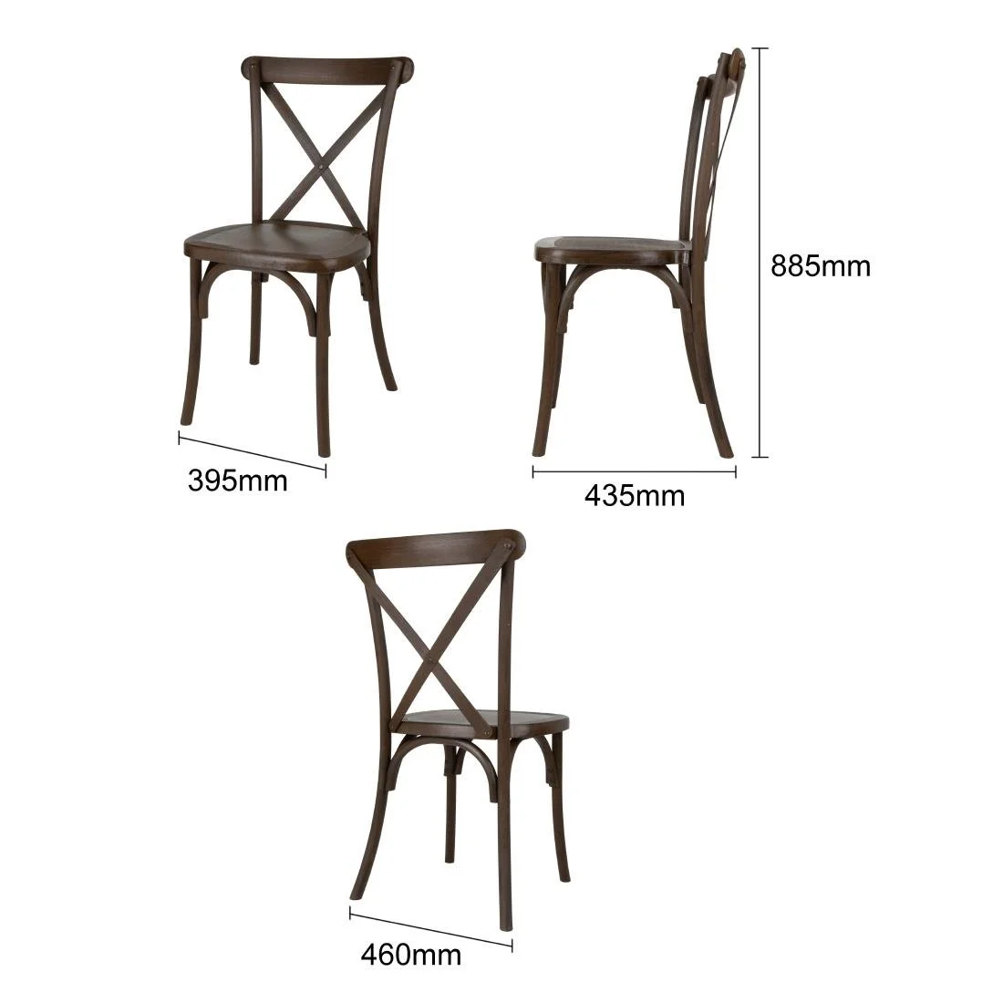Bolero Manhattan Cross-Back Resin Chairs Dark Wood Effect (4 Pack) - Image 5