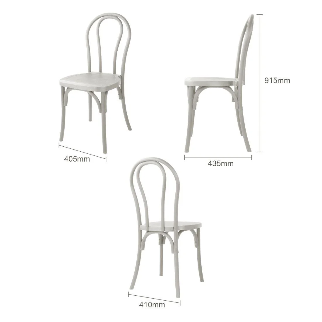 Bolero Soho Bentwood Style Resin Chairs Limewash (4 Pack) - Image 5