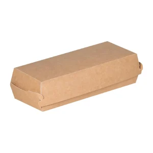 Notpla 8"x3" Clamshell Hot Dog Boxes - Kraft (250 Pack)