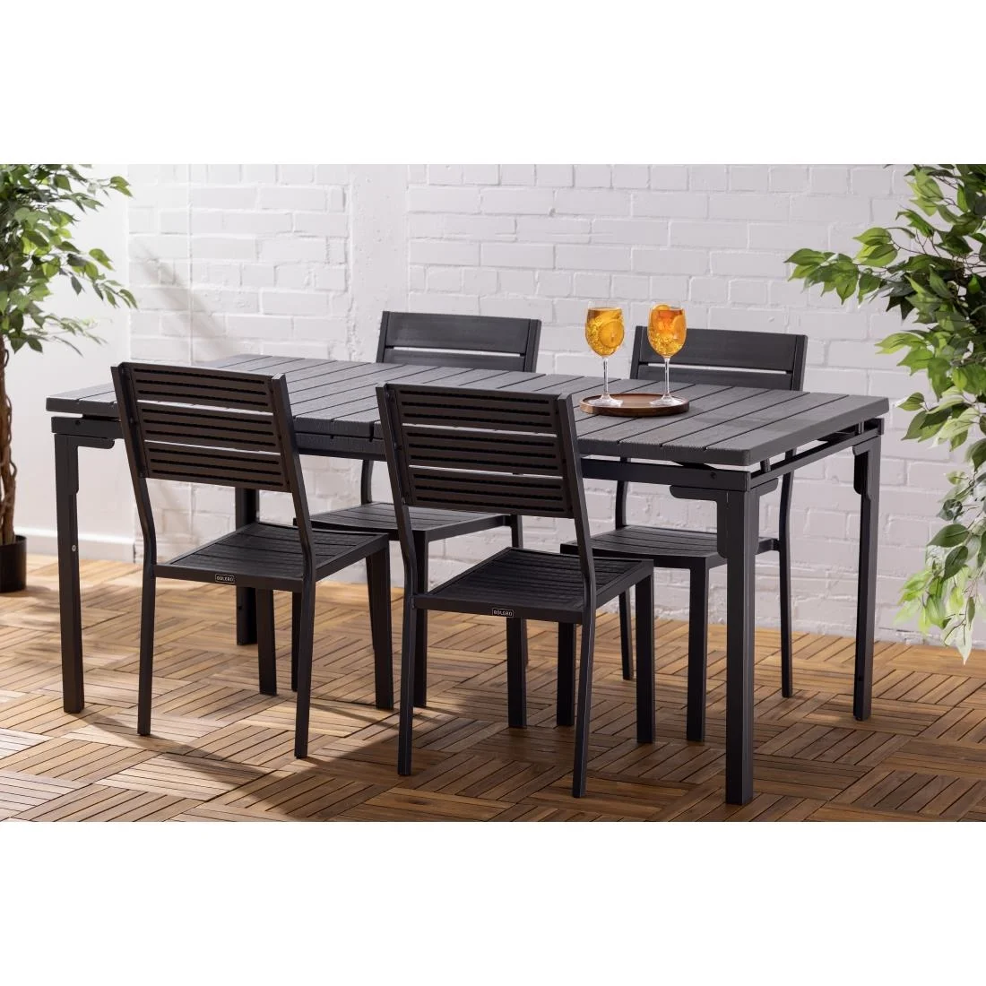 Bolero Valletta Grey Slatted Extendable Outdoor Dining Table - Image 5