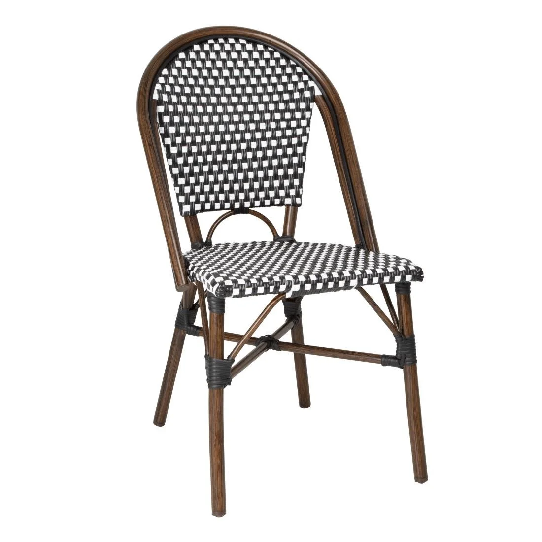 Bolero Parisian Style PE Rattan Chair Black Dot Mix (2 Pack)