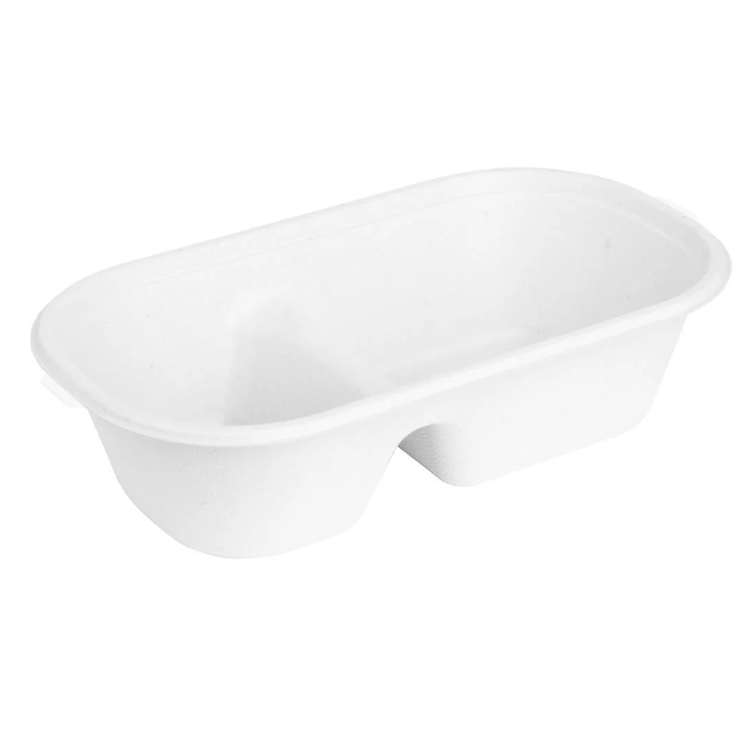 Fiesta Compostable Bagasse Oval 2-Compartment Container 900ml (100 Pack) - Image 2