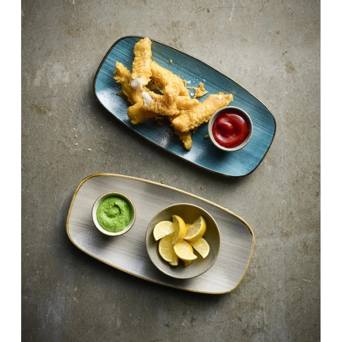 Churchill Stonecast Raw Grey Chefs Oblong Plates 270 x 127mm (12 Pack) - Image 2