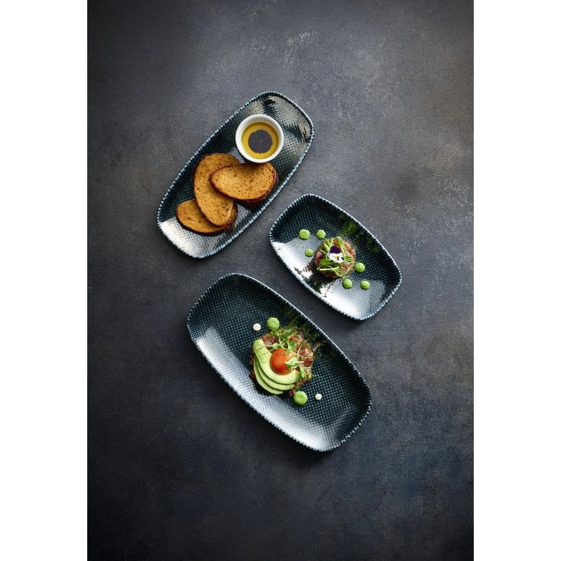Churchill Studio Prints Astro Metallic Blue Oblong Chefs Plates 178x 105mm (12 Pack) - Image 3