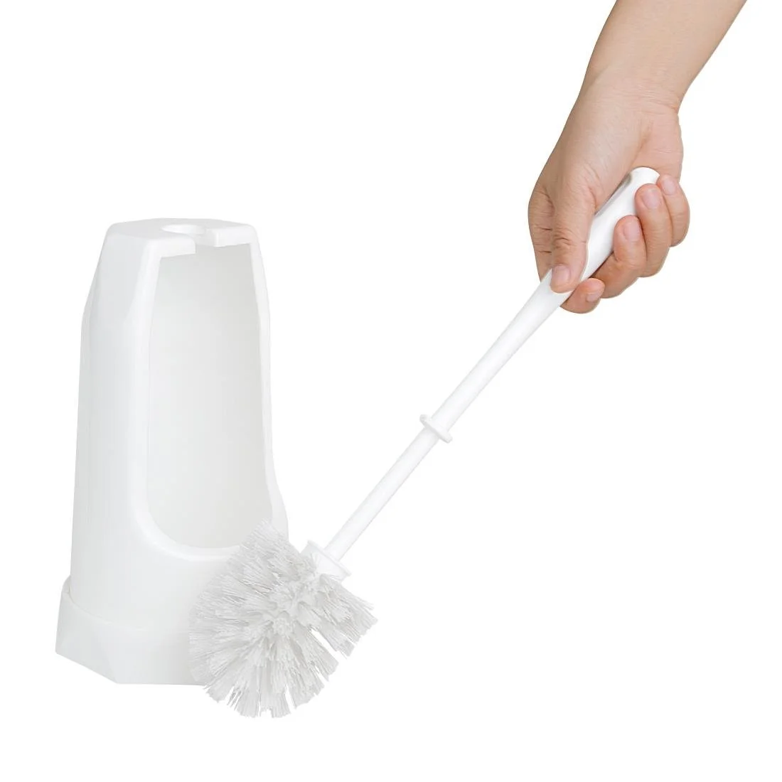 Jantex Round Toilet Brush & Holder - White - Image 3