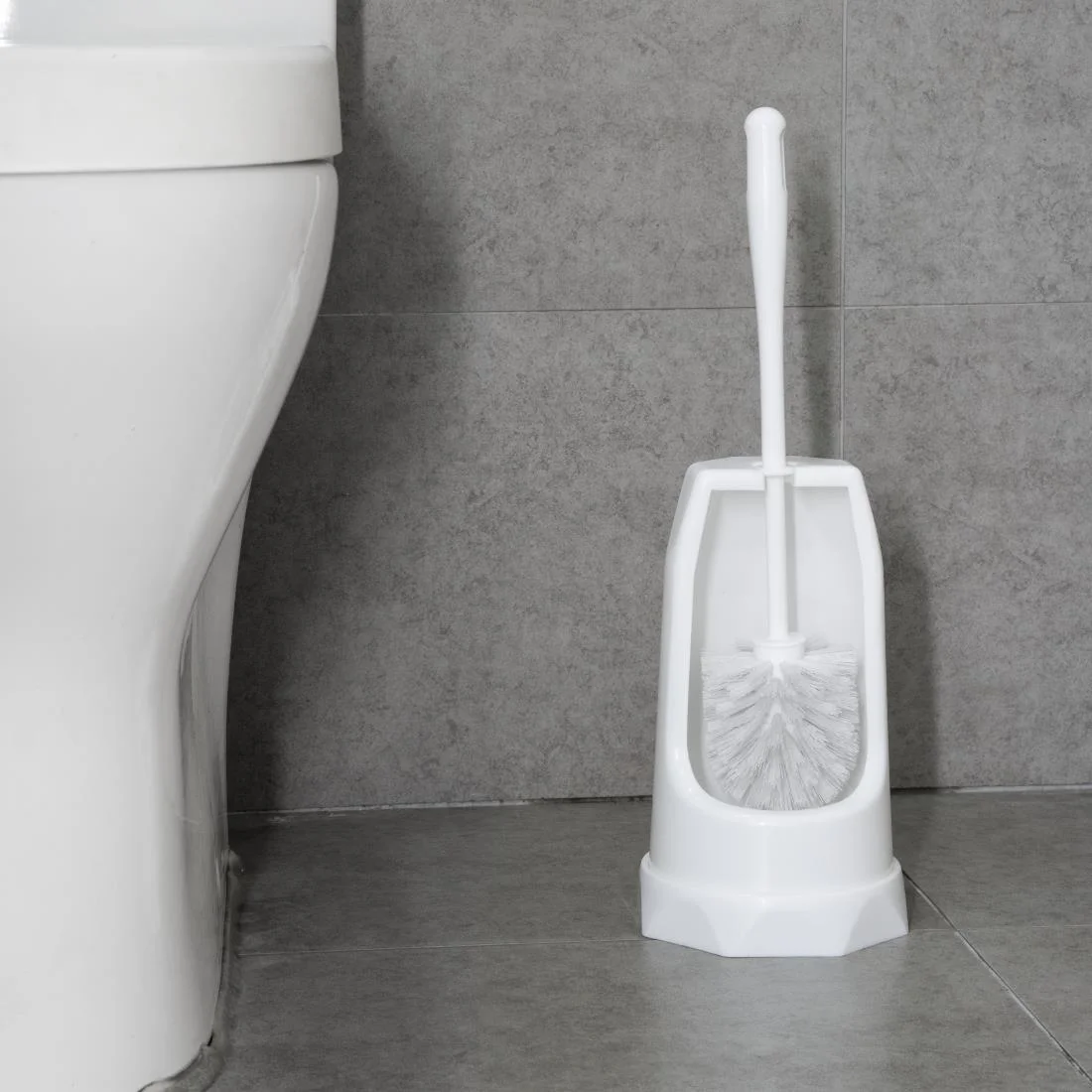 Jantex Round Toilet Brush & Holder - White - Image 5