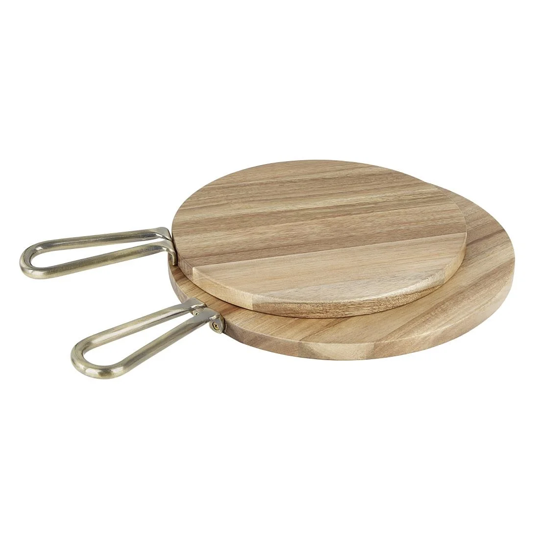 Olympia Round Paddle Board Acacia Wood Metal Handle 458x305mm - Image 4