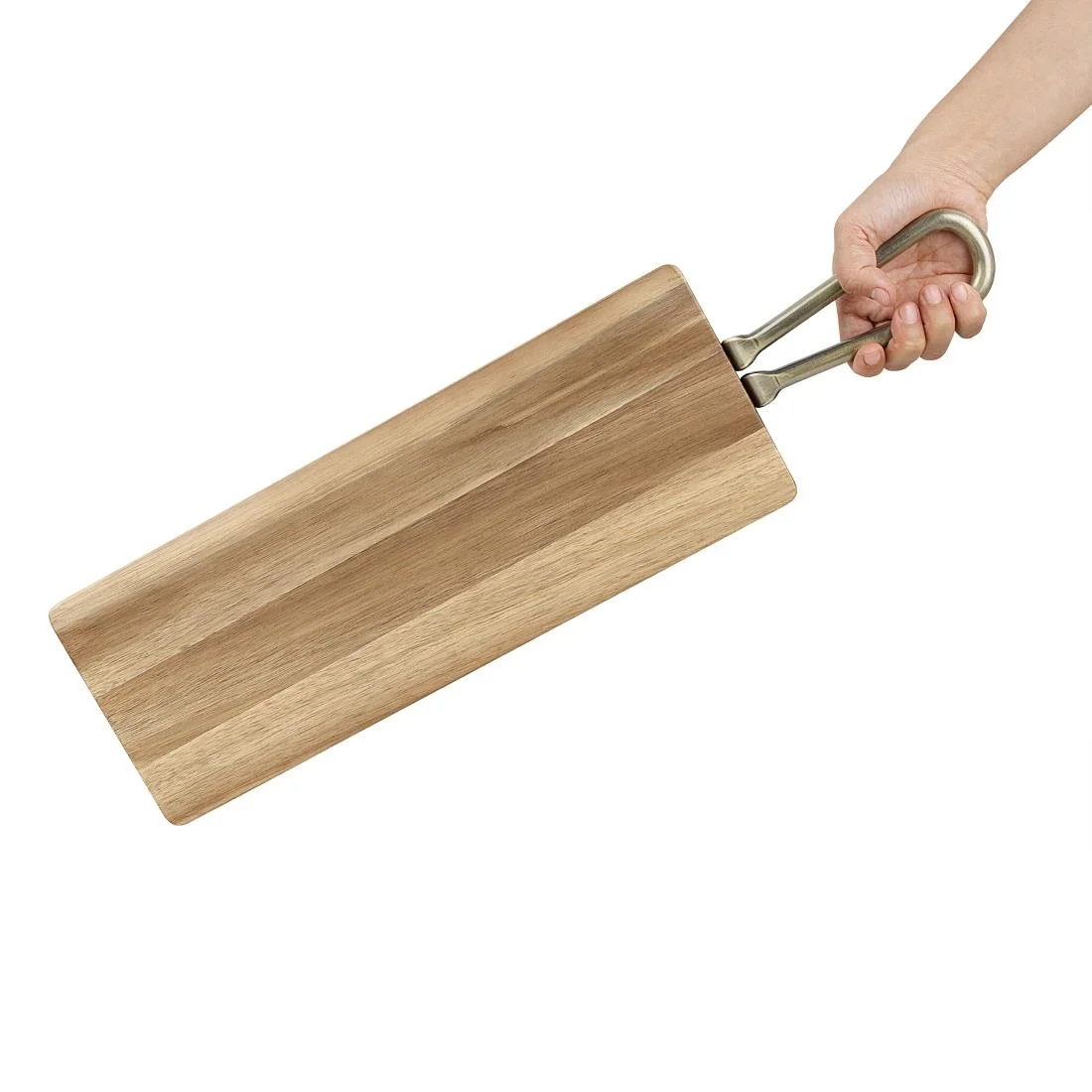 Olympia Rectangular Paddle Board Acacia Wood Metal Handle 575x152mm - Image 6