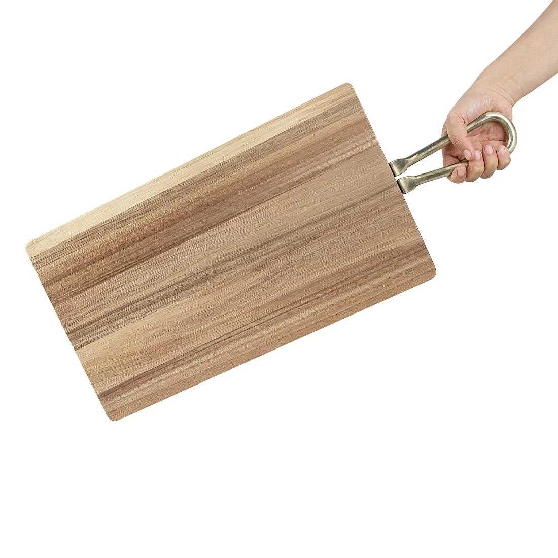 Olympia Rectangular Paddle Board Acacia Wood Metal Handles 615x260x20mm - Image 6
