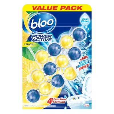 Bloo Power Active Clear Water Toilet Rim Block Lemon (3 Pack)