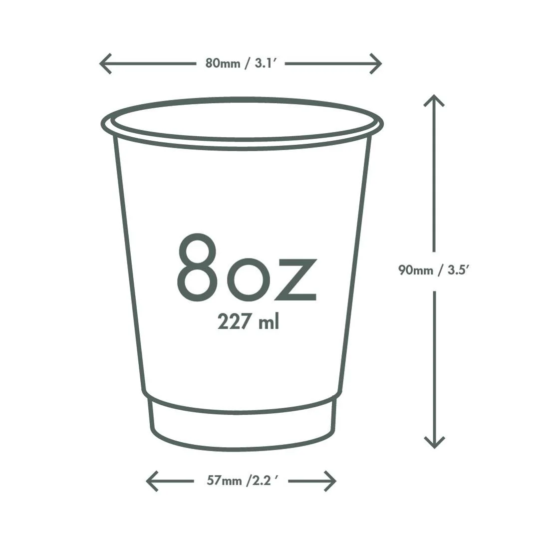 Vegware Green Tree Double Wall Hot Cups 8oz 79-Series (500 Pack) - Image 5