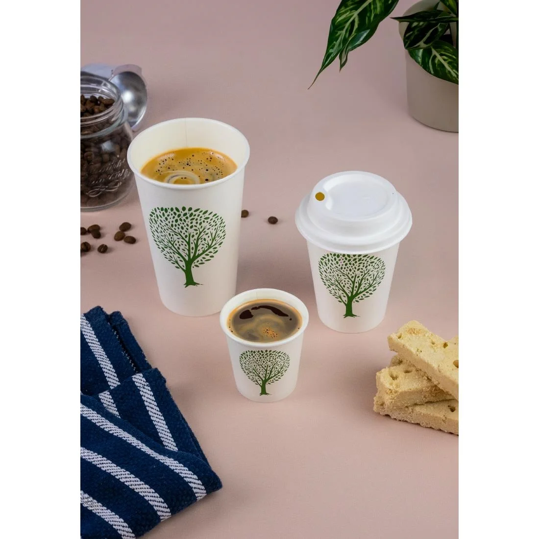Vegware Green Tree White Hot Cups 4oz 62-Series (1000 Pack) - Image 2