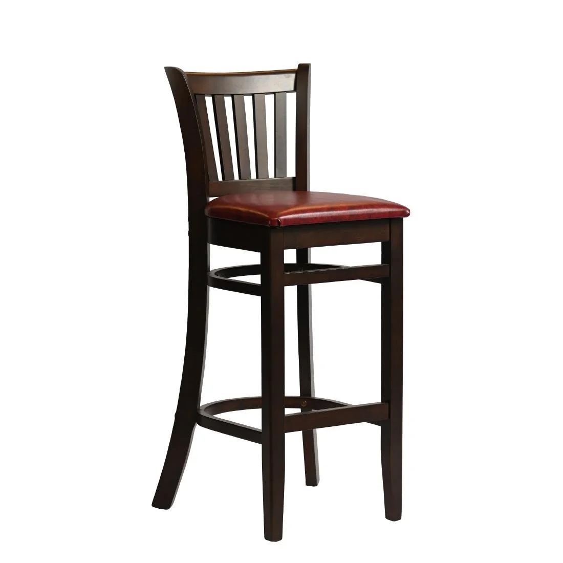 Manhattan Bar Chair in Dark Walnut with Bison Bordeaux Seat - Image 3