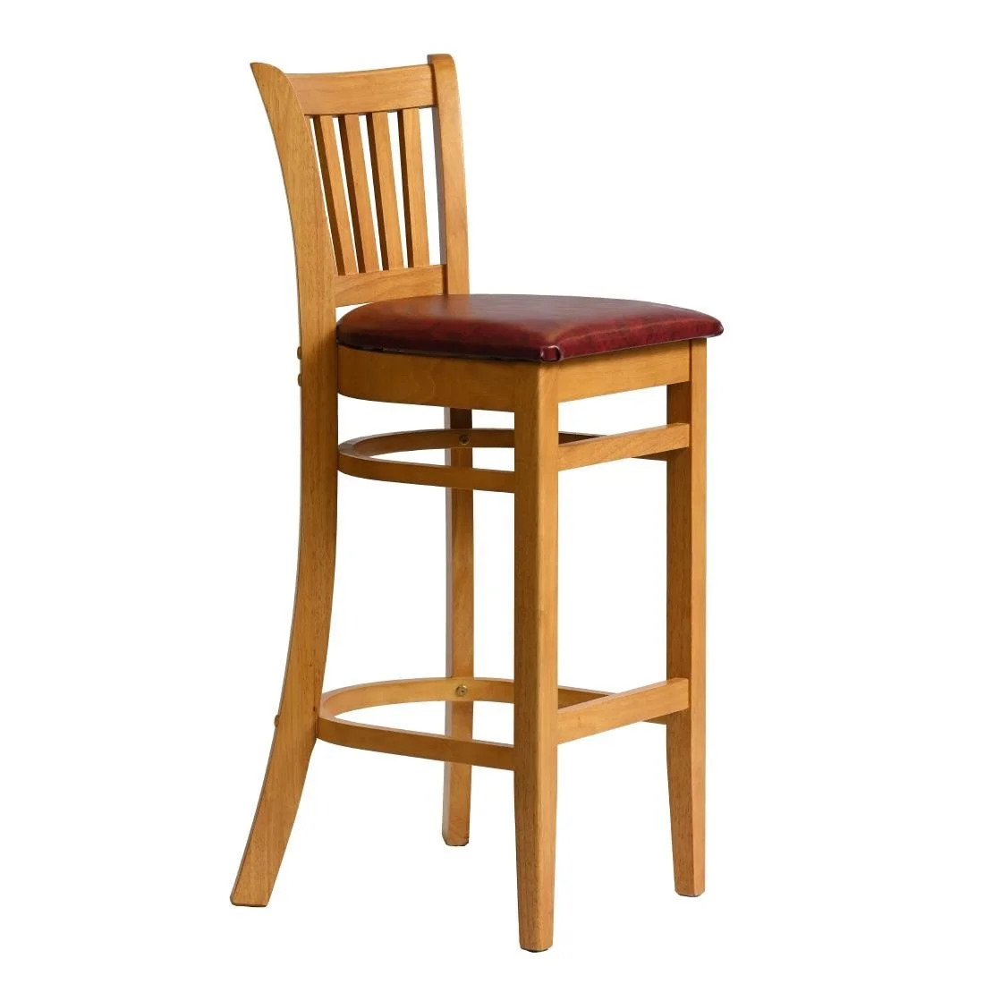 Manhattan Bar Chair in Soft Oak with Bison Bordeaux Seat - Image 3