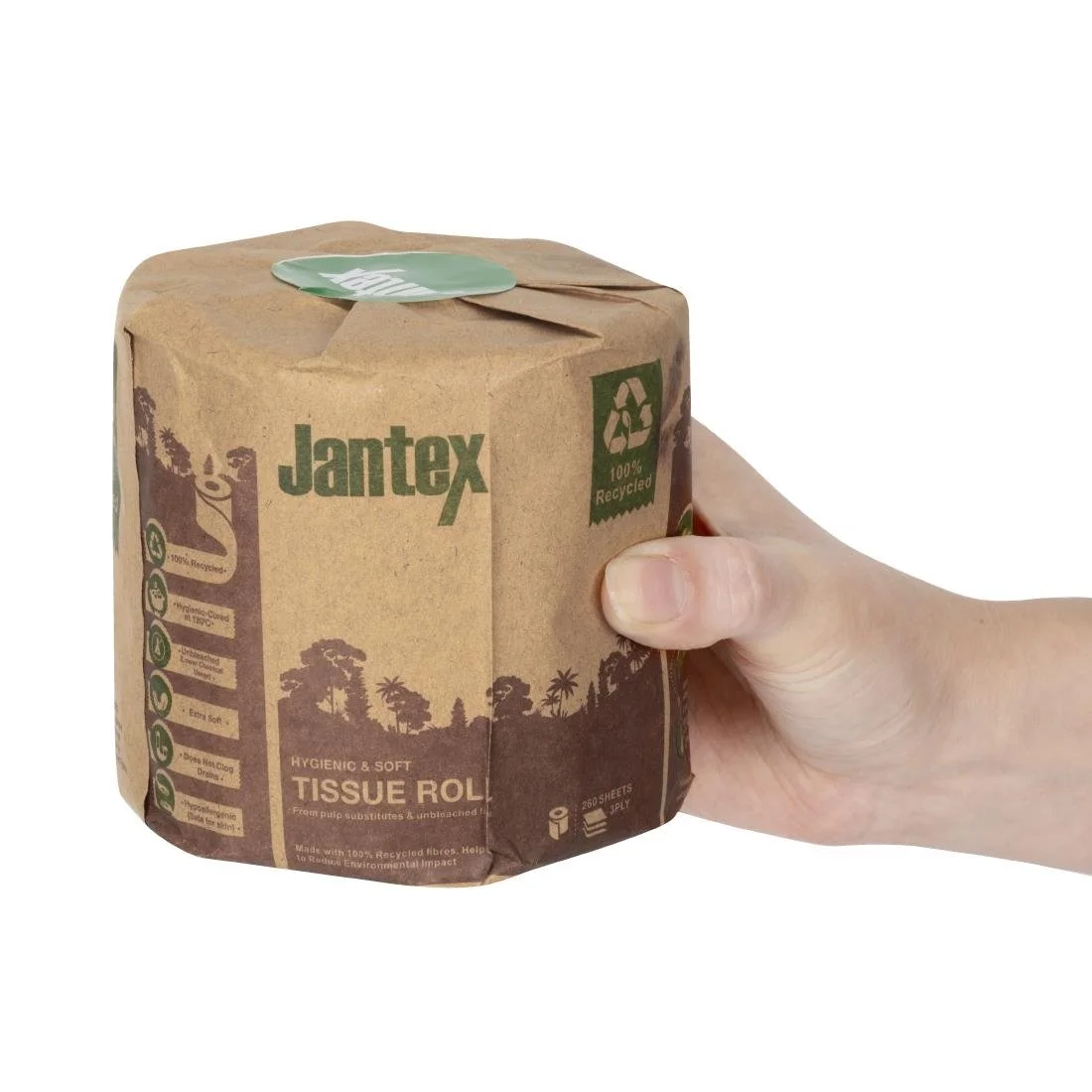 Jantex Green 100% Recycled Wrapped Toilet Roll 3ply 260 Sheets (36 Pack) - Image 4