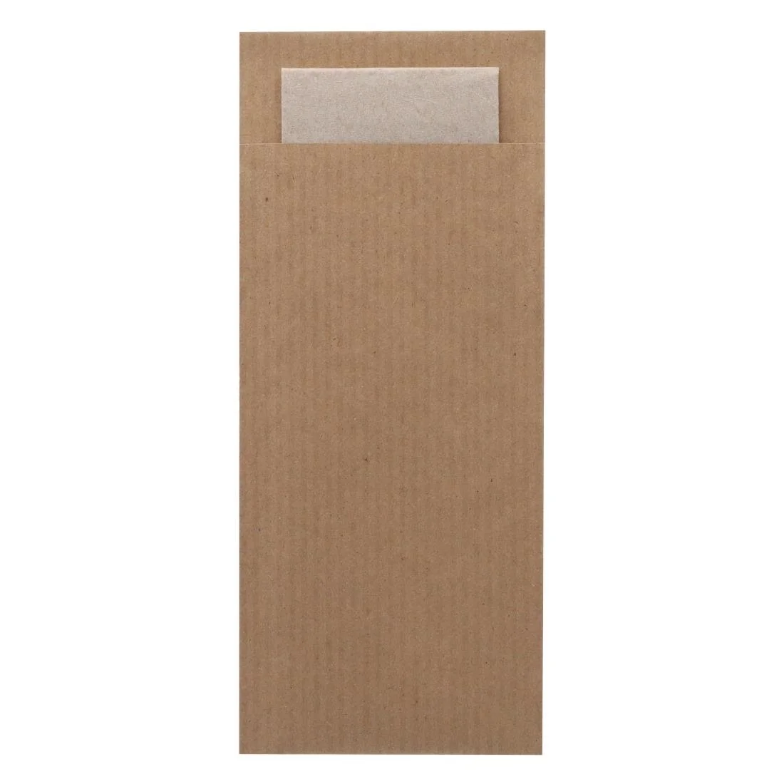 Europochette Classic Size Kraft Brown Cutlery Pouch with Kraft 2ply Napkin (500 Pack)