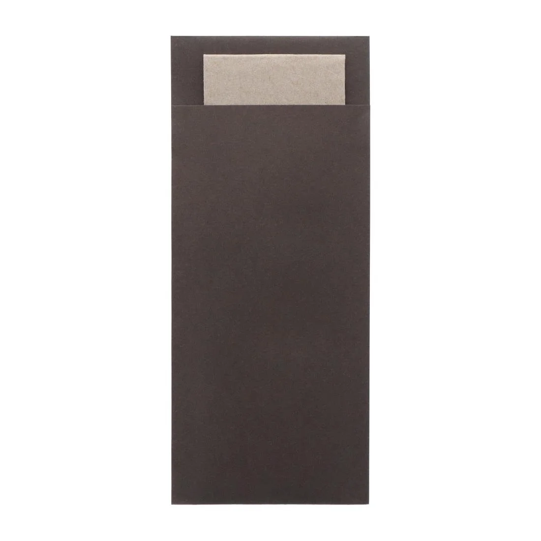 Europochette Classic Size Chocolate Brown Cutlery Pouch with Kraft 2ply Napkin (500 Pack)