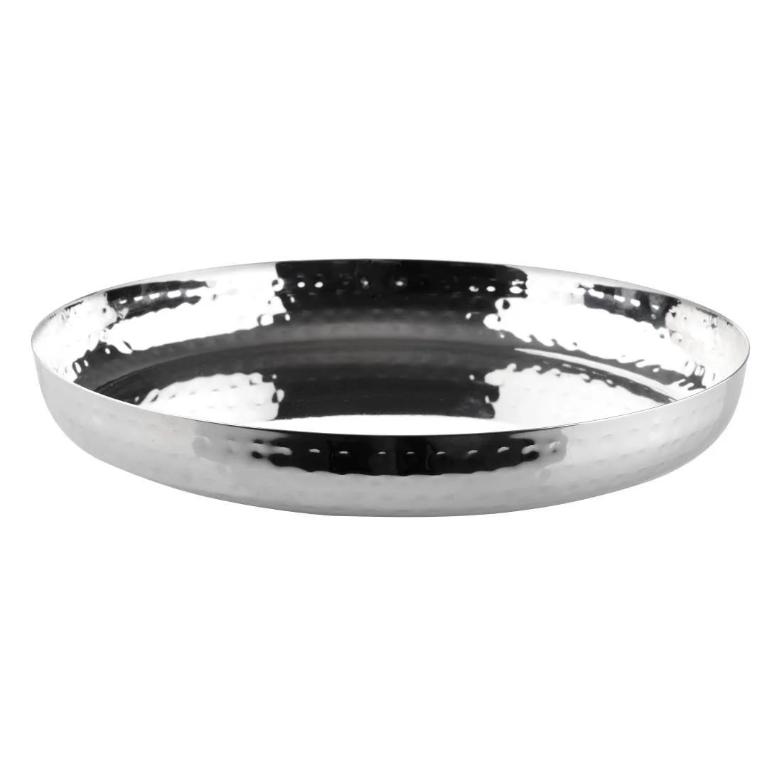 Olympia Hammered Stainless Steel Round Tray 260x35mm - Image 3