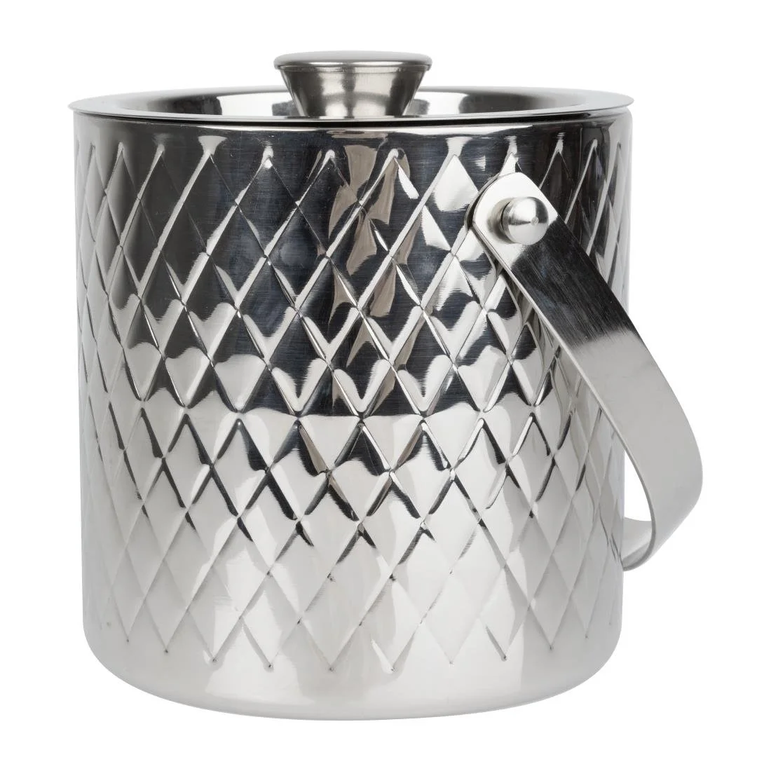 Olympia Geo Double Wall Ice Bucket Stainless Steel 1950ml - Image 1
