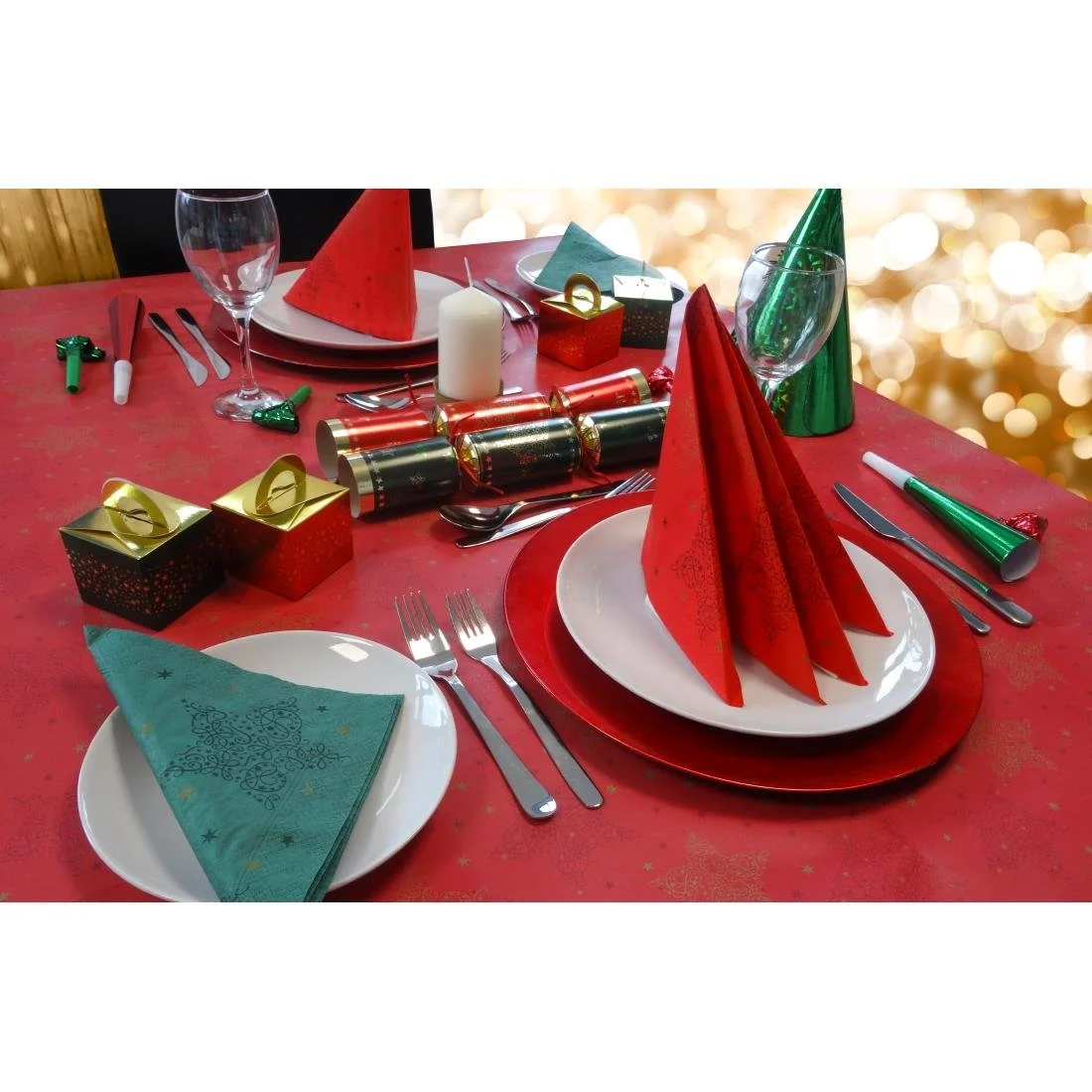 Swantex Lunch Napkins Merry & Bright Pine 33x33cm 2ply 1/4 Fold (1000 pack) - Image 2
