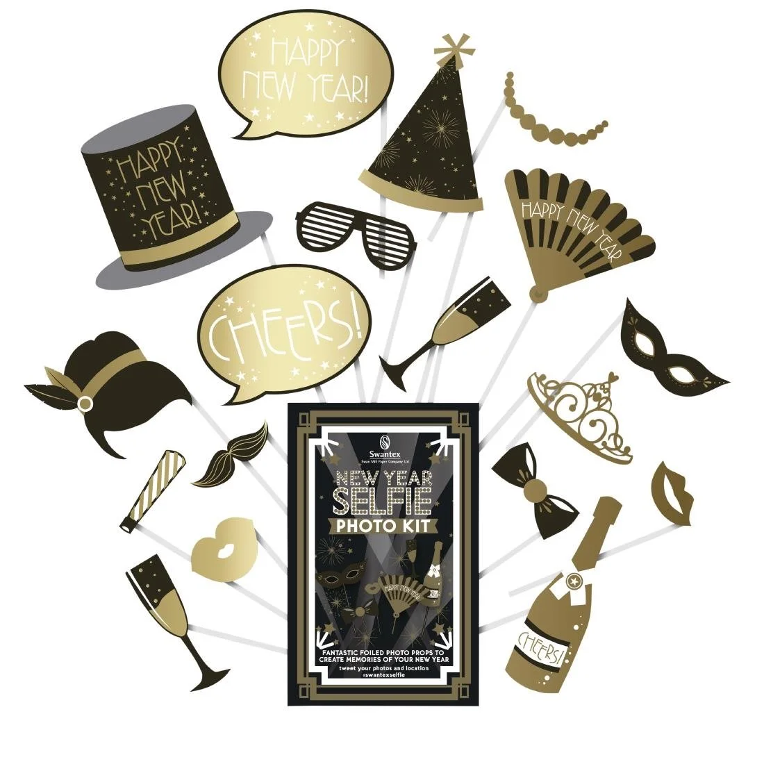 Swantex New Year Selfie Photo Kit (8 Pack) - Image 1