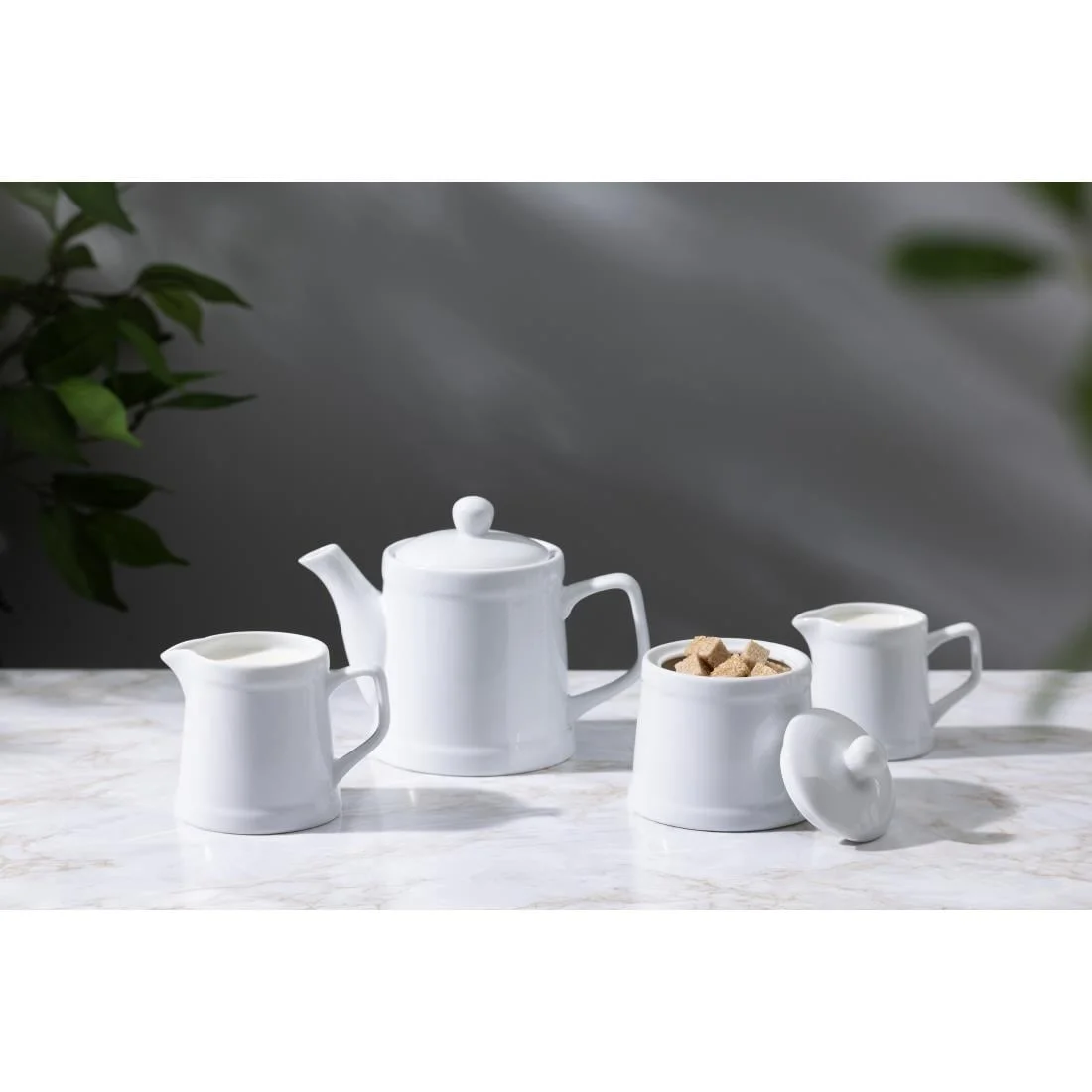 Olympia Whiteware Pier Sugar Bowls with Lids 250ml (6 Pack) - Image 3