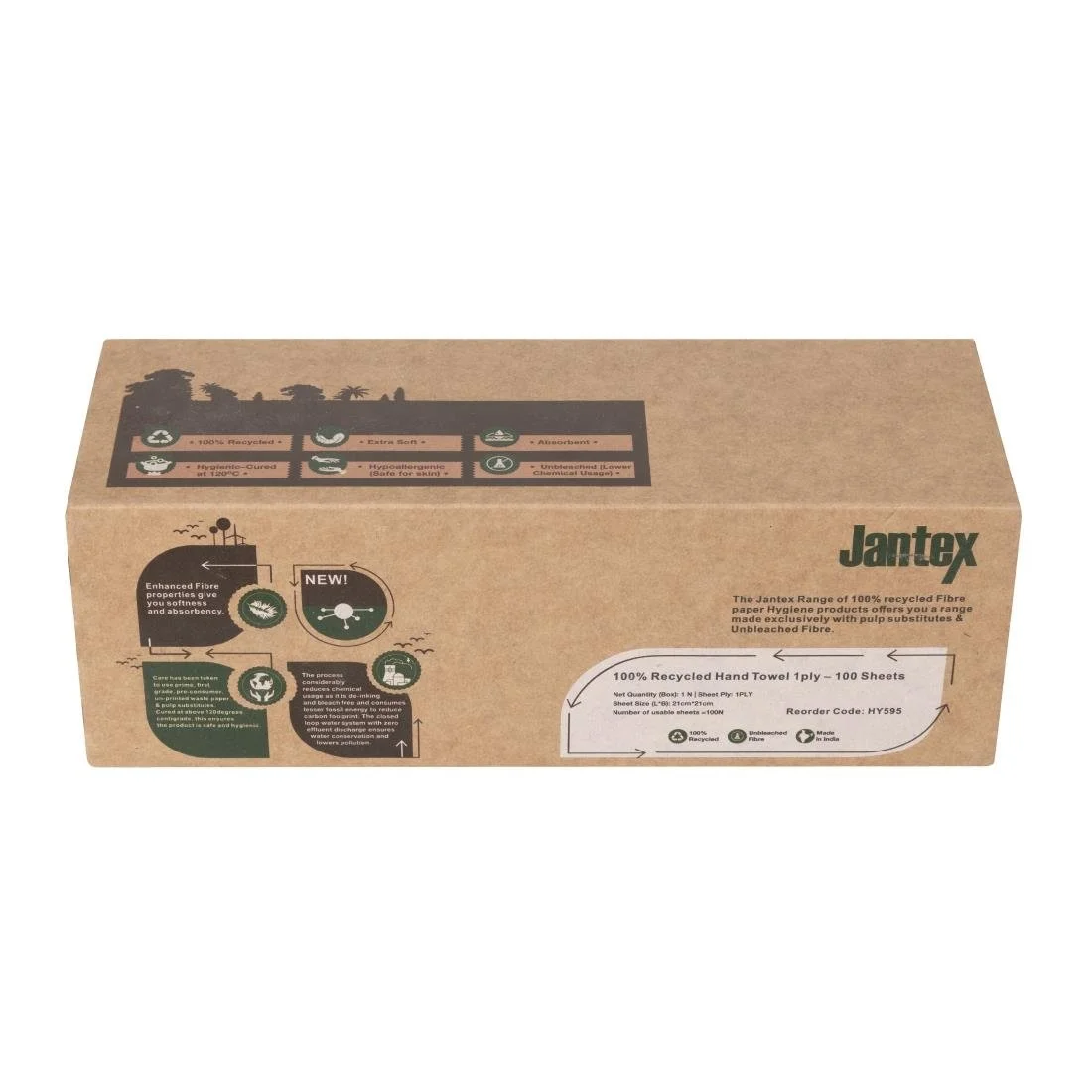 Jantex Green 100% Recycled Hand Towel 1ply 3600 sheets - Image 3