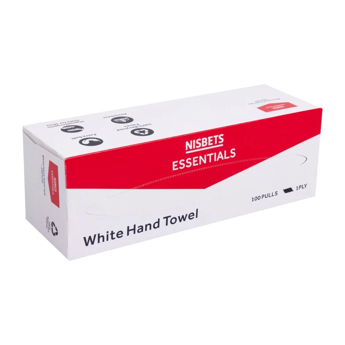 Nisbets Essentials White Hand Towels 1ply - 100 Sheets (36 Pack)