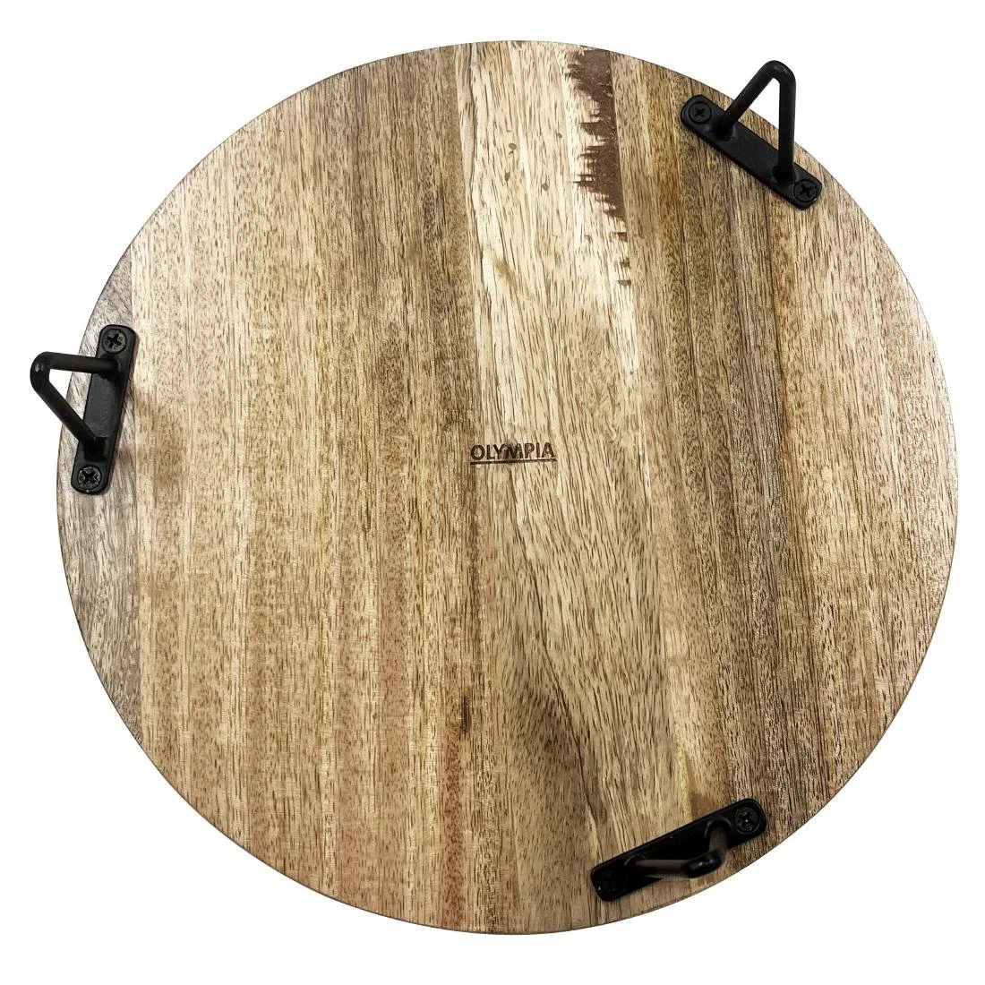 Olympia Round Display Stand Mango Wood with Metal Legs 250x80mm - Image 6