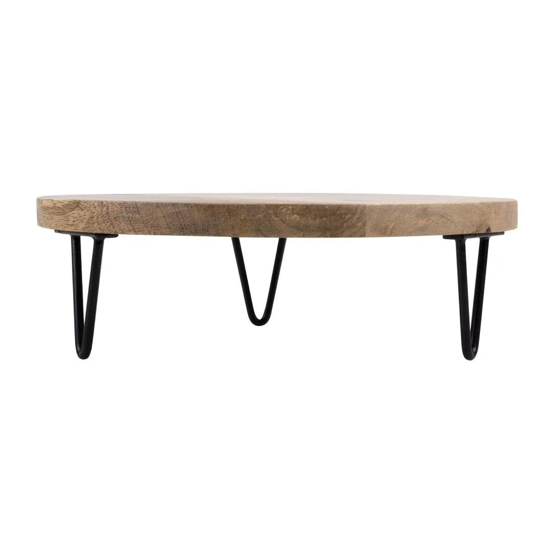 Olympia Round Display Stand Mango Wood with Metal Legs 250x80mm - Image 7