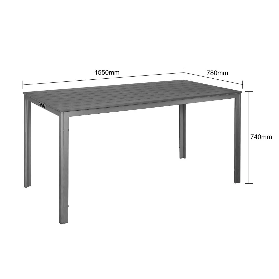 Bolero Valletta Grey Slatted Outdoor Table 1560mm - Image 2