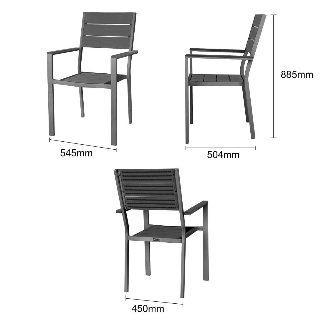 Bolero Valletta Grey Slatted Armchairs (4 Pack) - Image 2