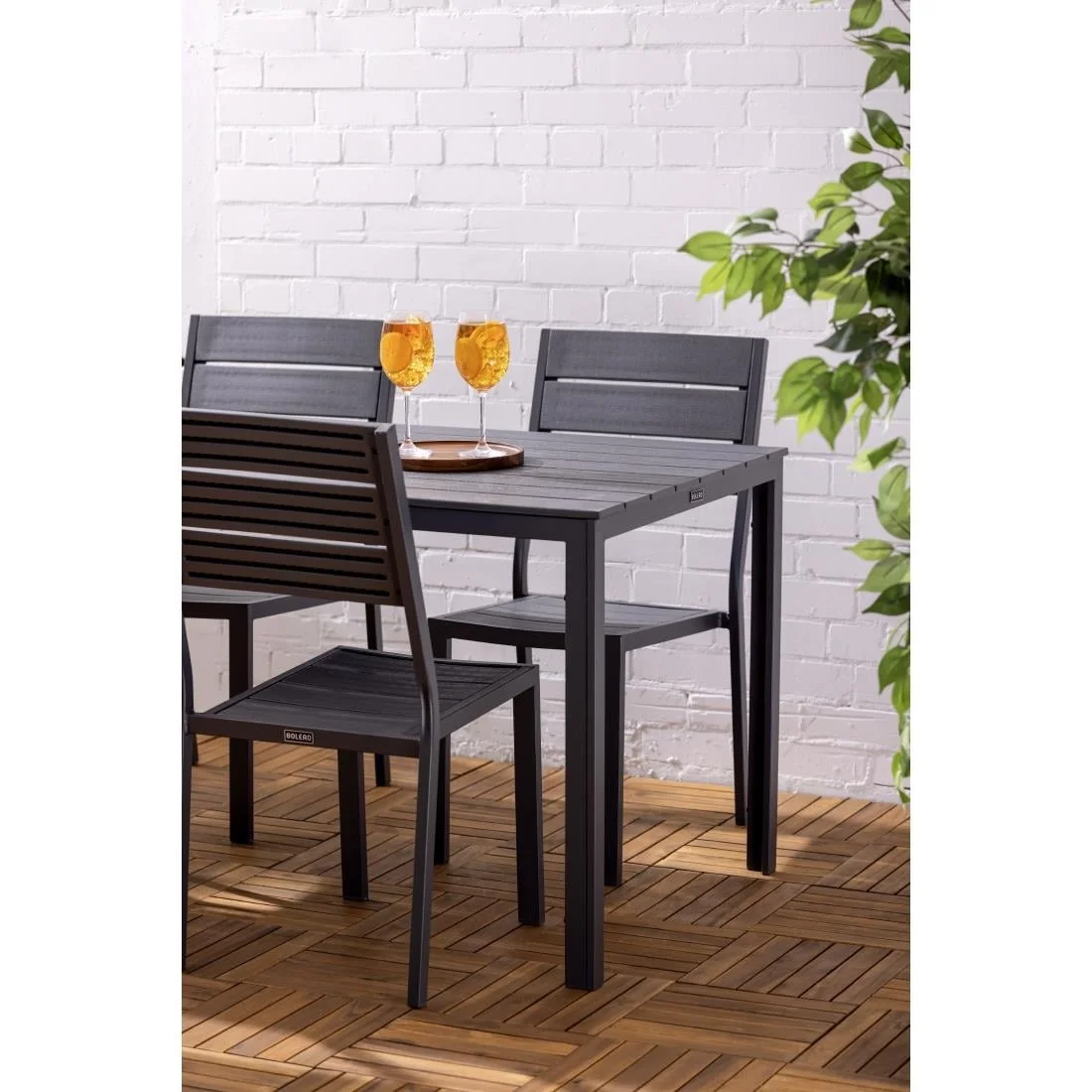 Bolero Valletta Grey Slatted Side Chair (4 Pack) - Image 3