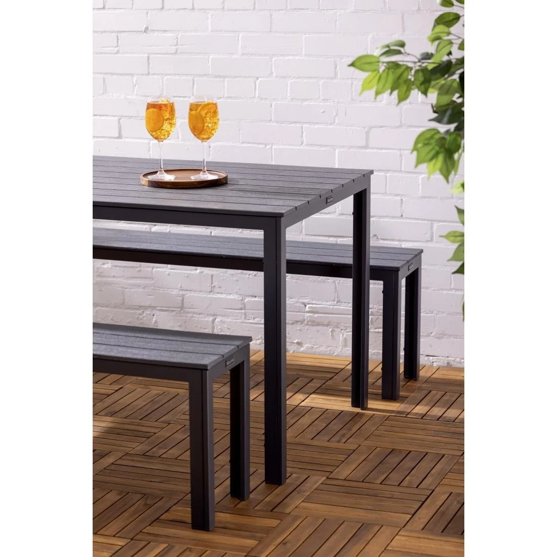 Bolero Valletta Grey Slatted Outdoor Table 1560mm - Image 12
