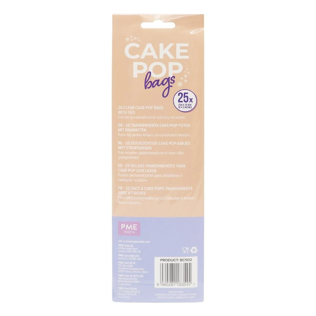 PME Cake Pop Bags with Silver Ties 254x76mm (25 Pack) - Image 3