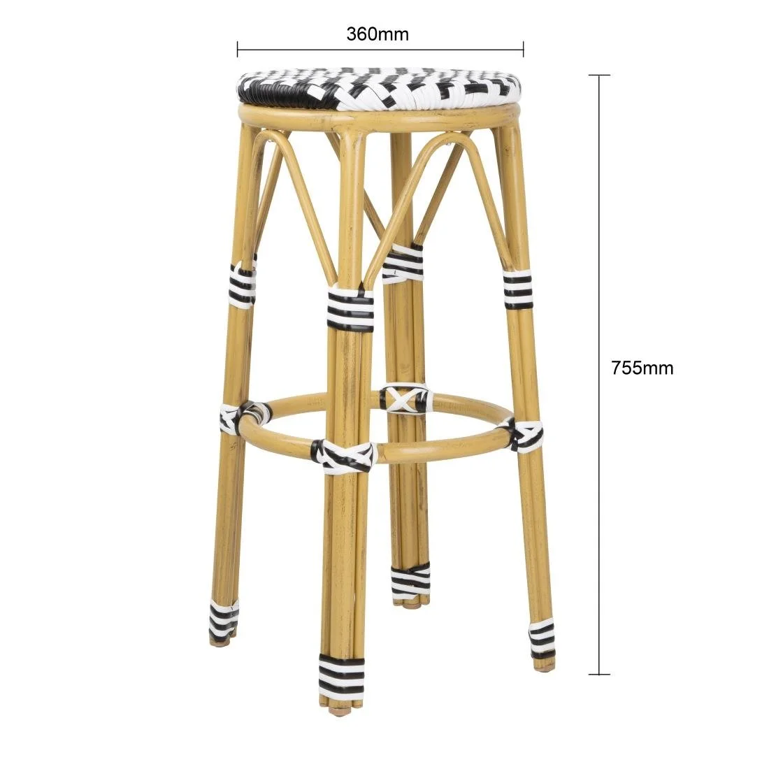 Bolero Parisian Style PE Rattan Bar Stools Black  (2 Pack) - Image 2