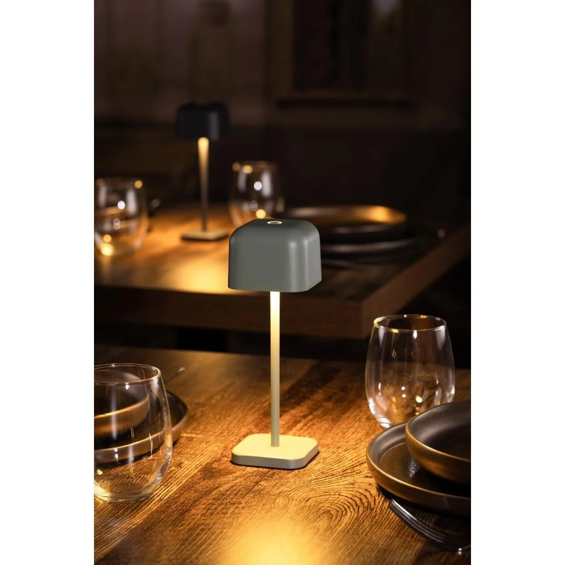Olympia Lucca Table Lamp Squared Dome Sage 200mm - Image 7