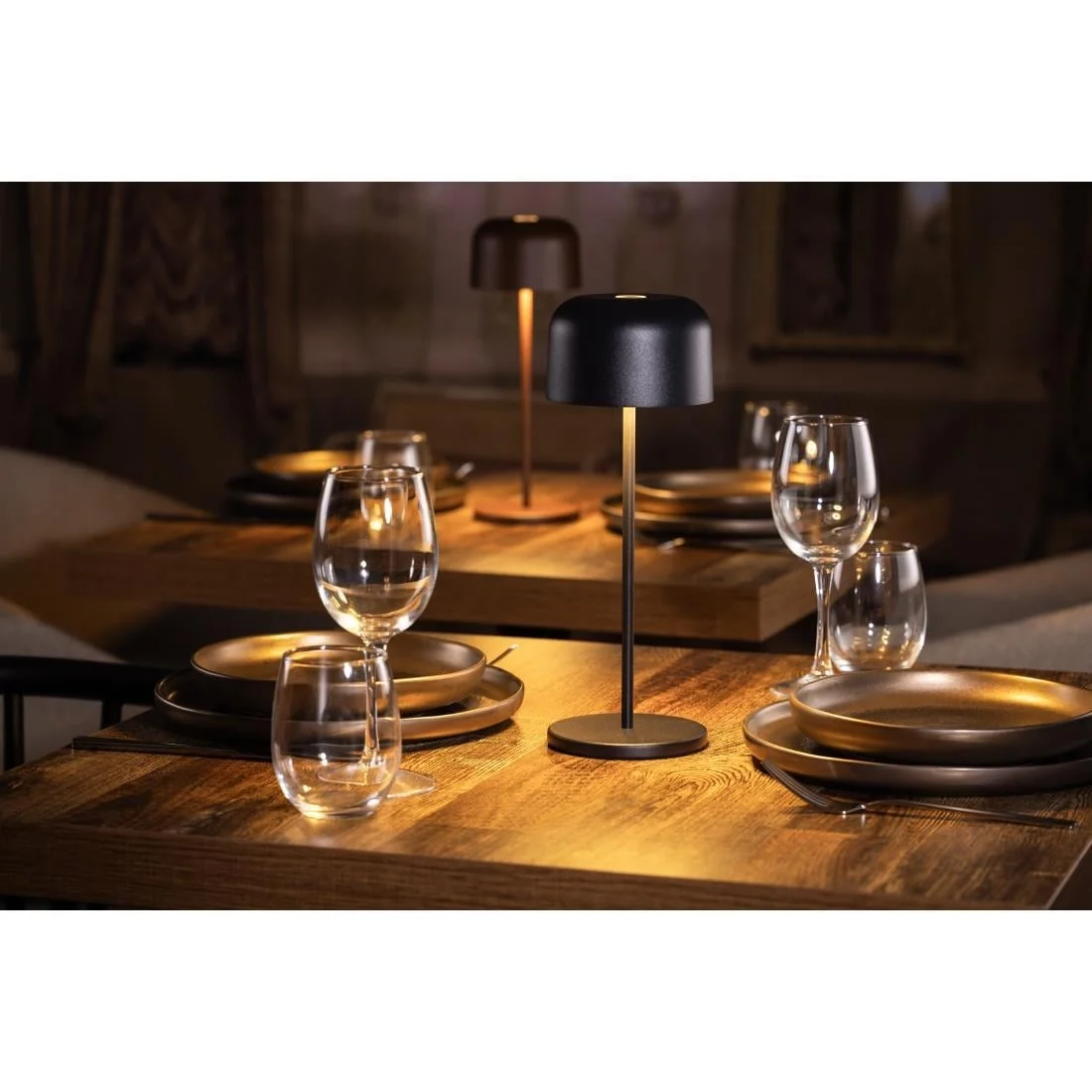Olympia Siena Table Lamp Round Dome Black 300mm - Image 8