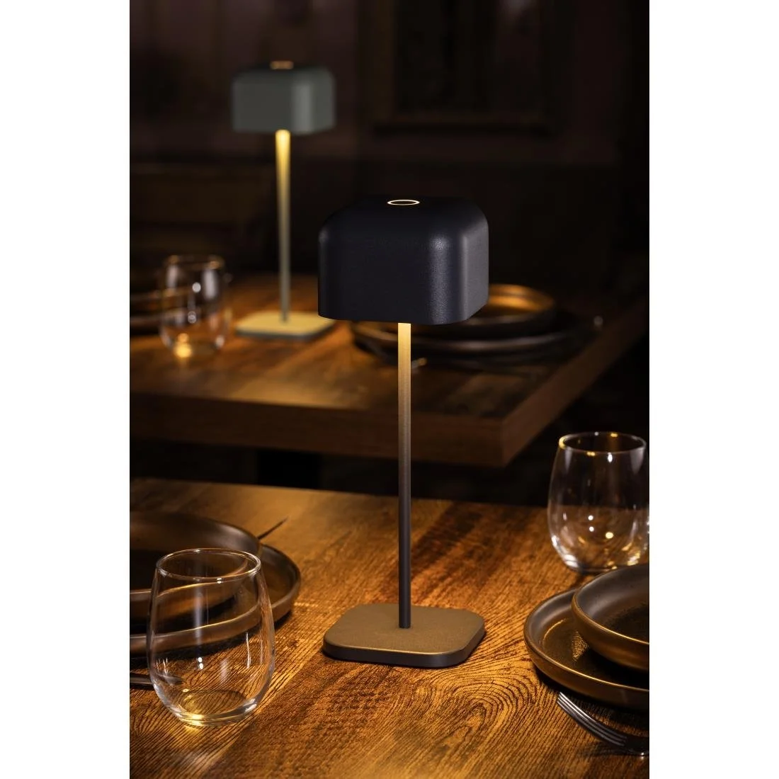 Olympia Lucca Table Lamp Squared Dome Grey 300mm - Image 7
