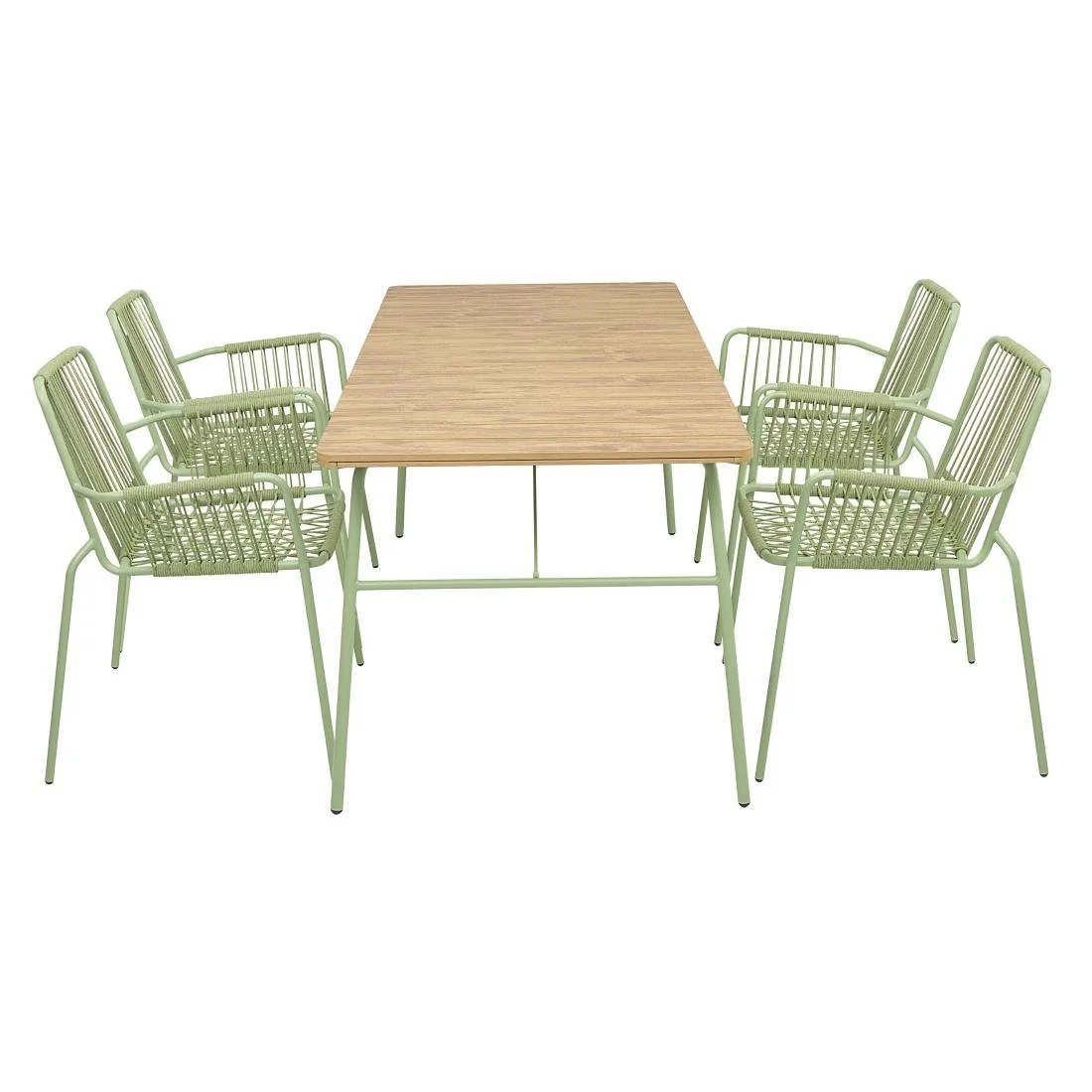 Bolero Melbourne Rope Design Arm Chairs Light Green (4 Pack) - Image 5