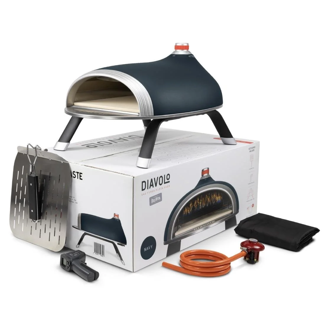 Diavolo Pizza Oven Bundle Navy (Pizza Oven, Regulator, Peel, Carry Handle, Temp Gun) - Image 3