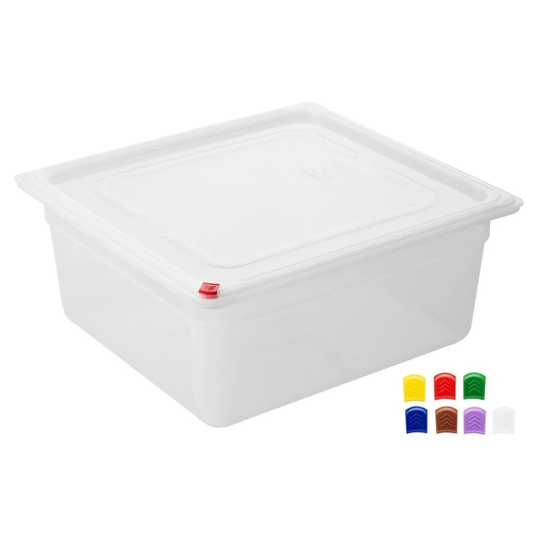 Hygiplas Click PP GN Container 2/3 with Lid & 7 Colour Clips 150mm 12Ltr (4 Pack) - Image 2