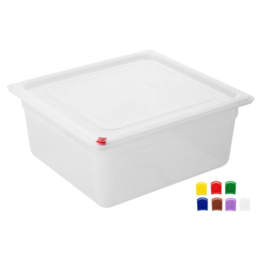 Hygiplas Click PP GN Container 2/3 with Lid & 7 Colour Clips 150mm 12Ltr (4 Pack) - Image 2