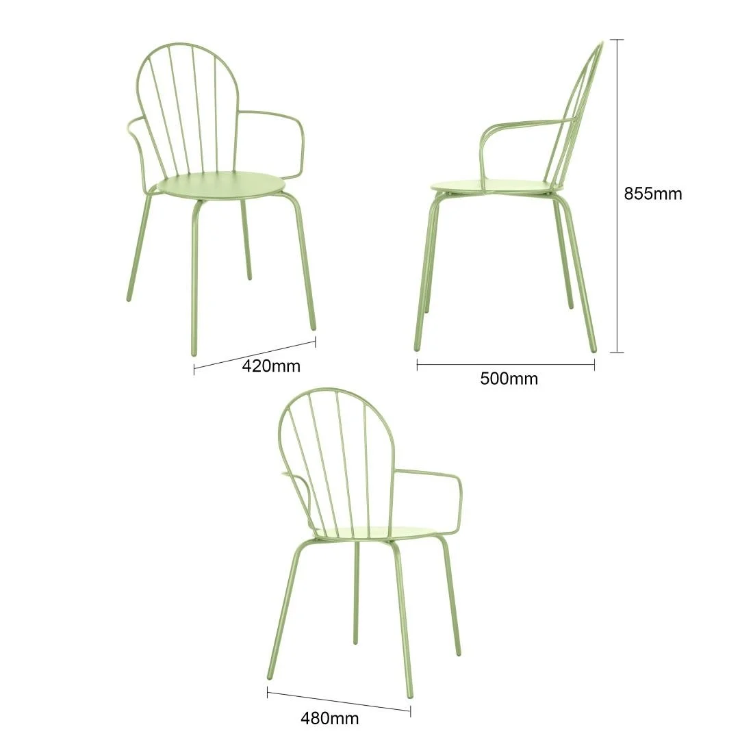 Bolero Adeline Arm Chair Light Green (4 Pack) - Image 5