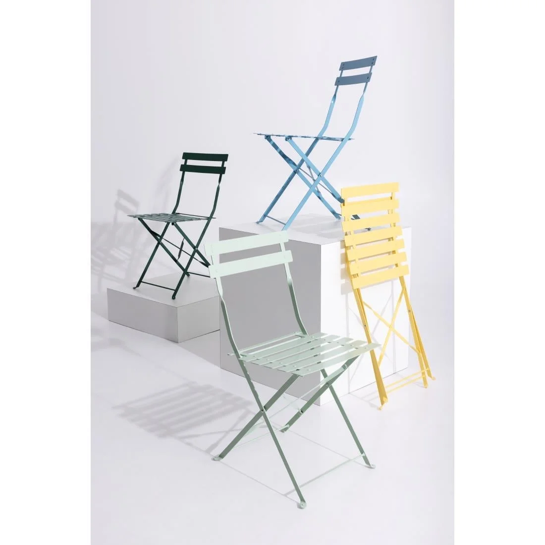 Bolero Perth Blue Pavement Style Steel Folding Chairs (Pack of 2) - Image 15
